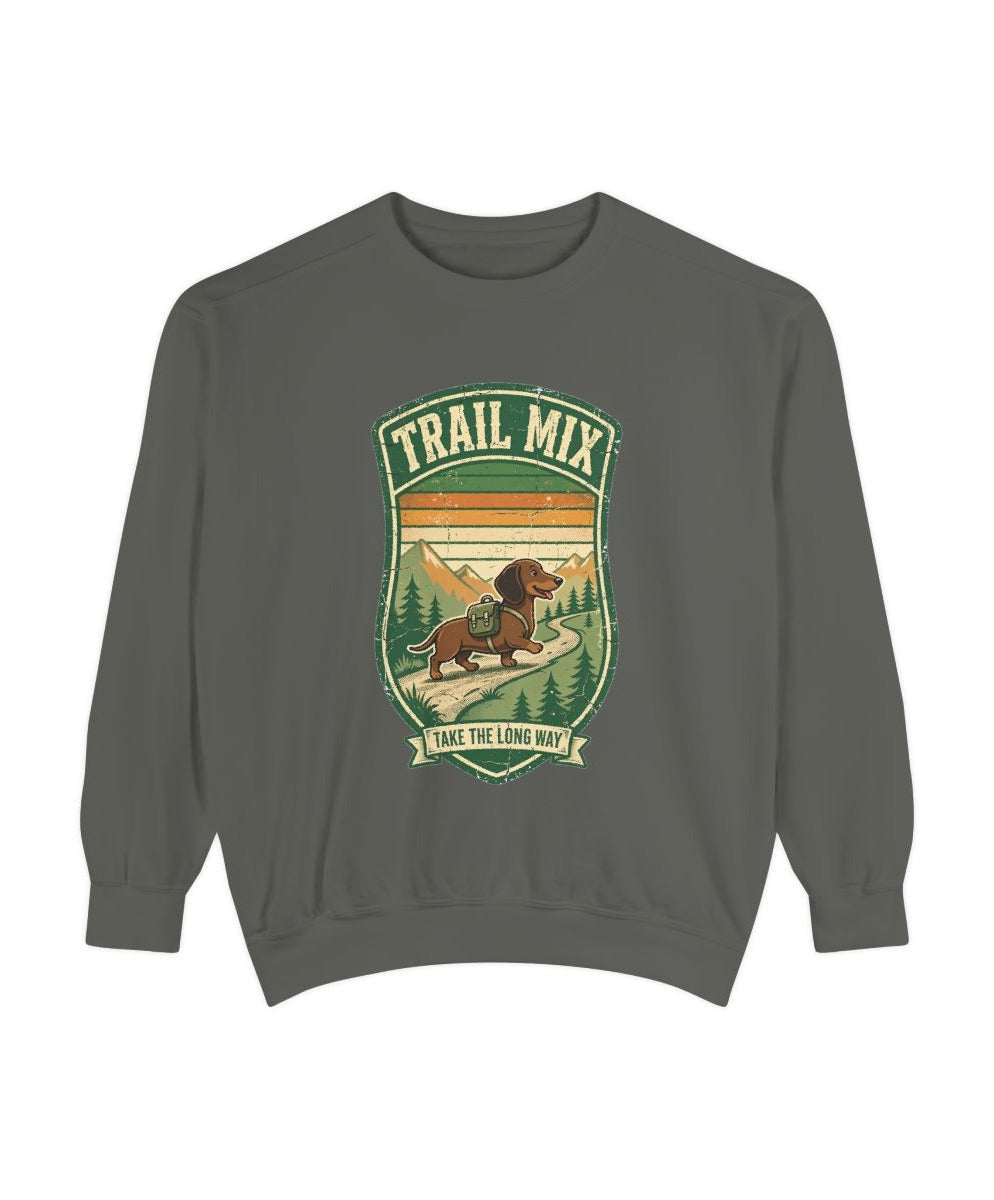 Dachshund Trail Mix Sweatshirt mockup - Pepper