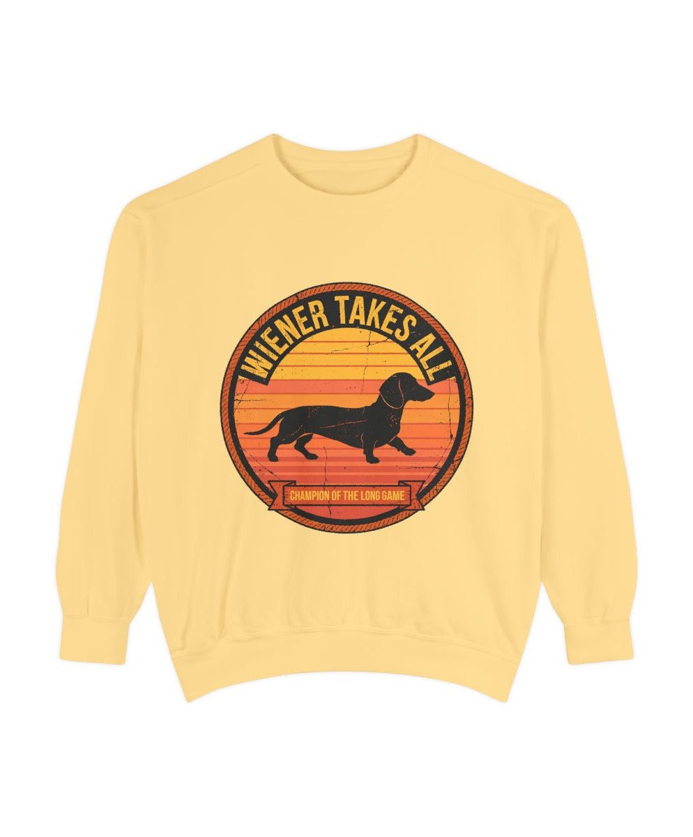 Dachshund Wiener Takes All Sweatshirt mockup - Butter