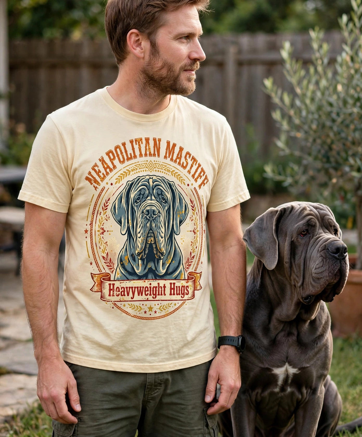 'Heavyweight Hugs' Neapolitan Mastiff T-Shirt — alternate view