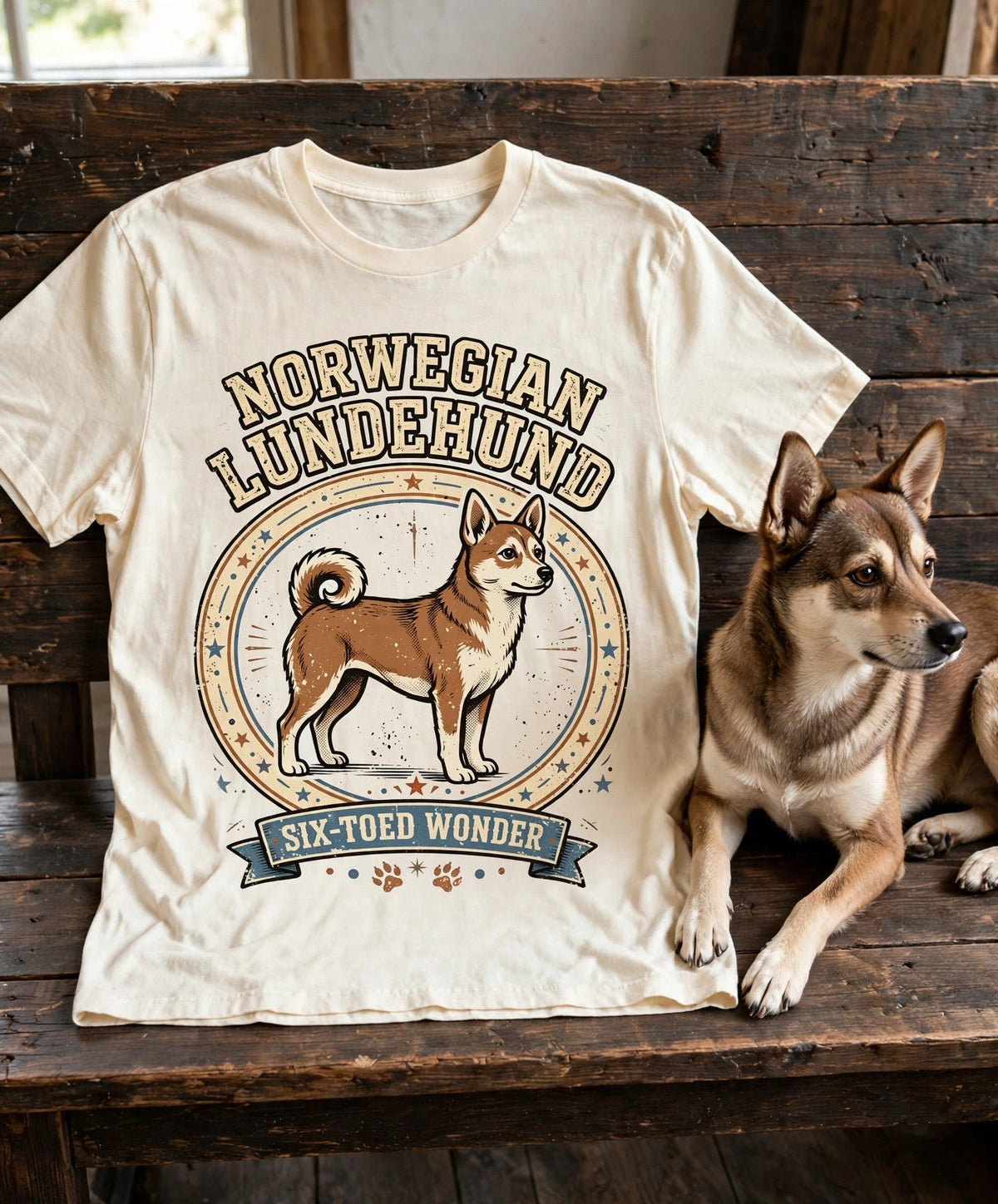 Norwegian Lundehund Six-Toed Wonder Tee — Comfort Colors fabric detail