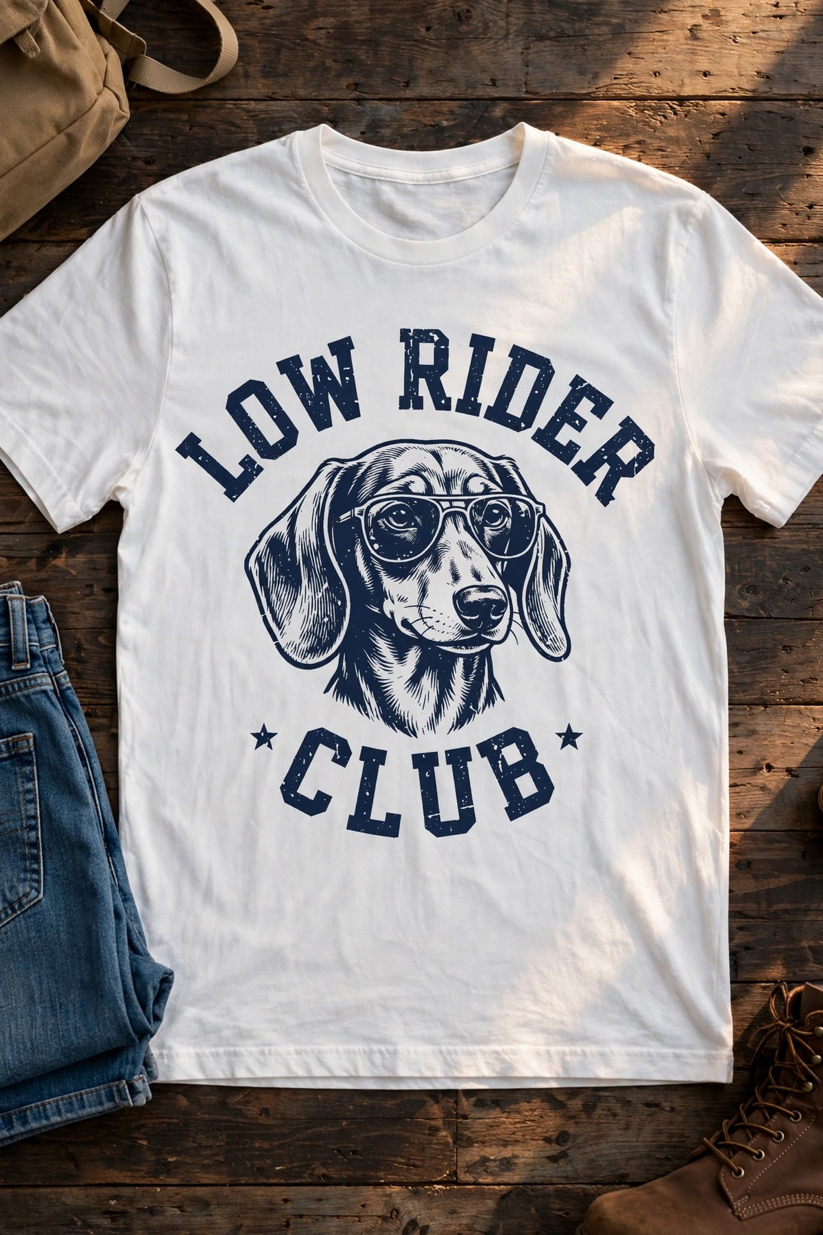 Low Rider Club Dachshund Tee – White
